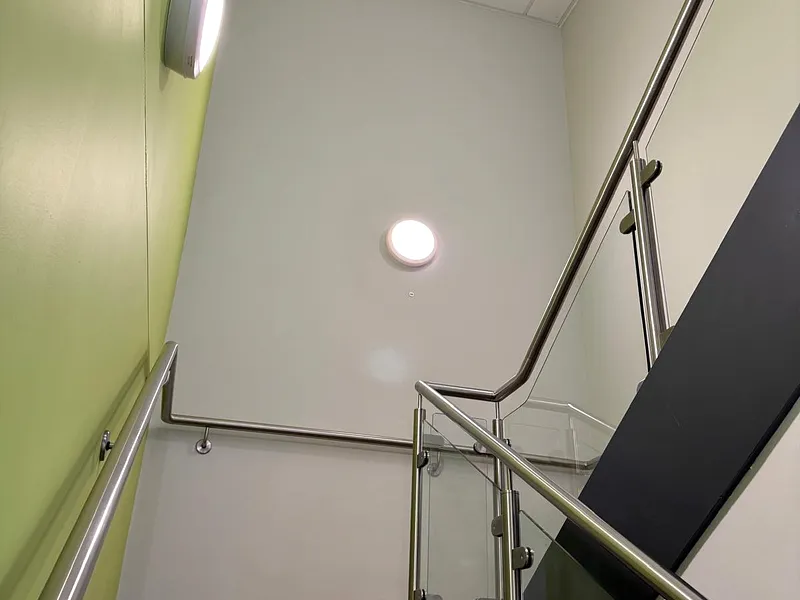 Fairfield School — Hallway with lime green feature wall