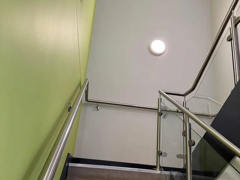 Fairfield School — Stairwell with green accent wall