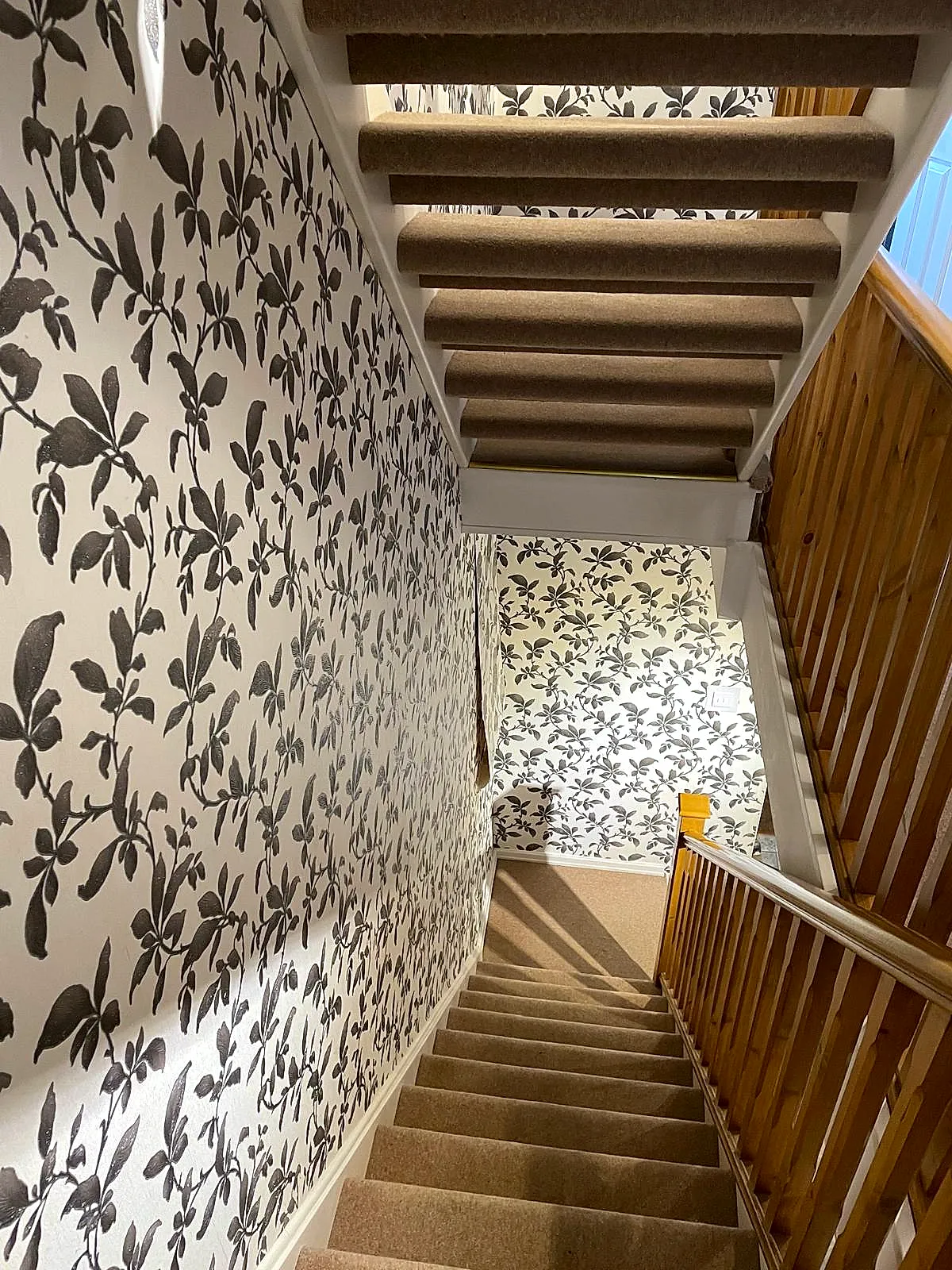 Bluebridge — Botanical leaf print stairwell wallpaper