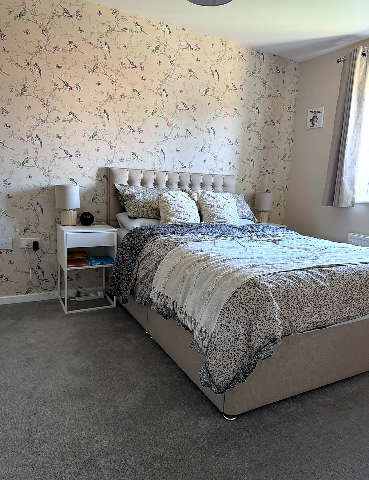 Wavendon — Bird and blossom bedroom wallpaper